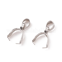変色しない201ステンレススチールペンダントピンチベイル  ステンレス鋼色  11x8x3mm  穴：4x3mm  ピン：0.8&nbsp;STAS-P223-16P-B