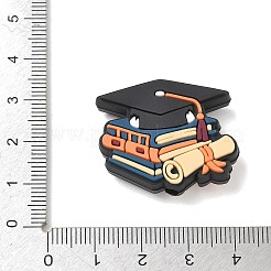 卒業テーマのシリコンビーズ  焦点ビーズ  卒業帽、卒業証書、本  カラフル  26x30x8mm  穴：3mm&nbsp;SL-CBAF318-B03