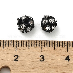 6mmの真鍮クリスタルラインストーンビーズ  ラウンド  ジュエリープロジェクト向け  ブラック  6x6.5mm  穴：1.2mm&nbsp;KK-S519-01A-EB