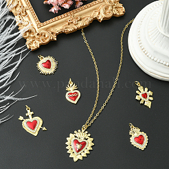 6Pcs 6 Styles Brass Micro Pave Cubic Zirconia Pendants&nbsp;KK-SC0006-92