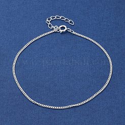 925 Sterling Silver Curb Chain Bracelets for Women&nbsp;BJEW-E101-01S-10