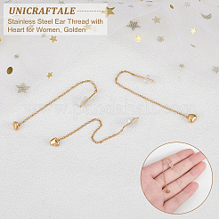 4Pairs 304 Stainless Steel Ear Thread with Heart for Women&nbsp;STAS-UN0035-81
