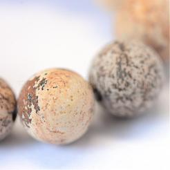 Frosted Natural Picture Jasper Round Bead Strands&nbsp;G-E334-8mm-26