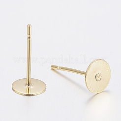 304ステンレススチールスタッドピアス金具  フラットラウンド  24KGP本金メッキ  3x0.3mm  ピン：0.7mm&nbsp;LS-STAS-H436-24-3mm
