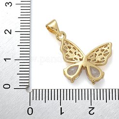 真鍮製ガラスチャーム  蝶  ラックめっき  長持ちメッキ  鉛フリー＆カドミウムフリー  18KGP本金メッキ  多面カット  透明  17x20x4mm  穴：4.5x3.5mm&nbsp;KK-M319-03G-03