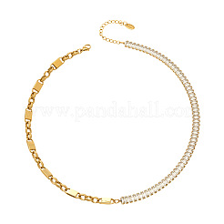 316L Surgical Stainless Steel Pave Clear Cubic Zirconia Half Tennis Necklaces for Women&nbsp;WGC7388-02
