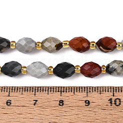 天然石ピクチャージャスパービーズ連売り  多面カット  オーバル  シードビーズで  8~9x6~8mm  穴：1~1.2mm  約36~38個/連  14.96~15.35インチ（38~39cm）&nbsp;G-N342-35-8x6-09