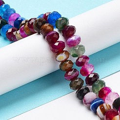 天然バンド /縞aビーズ連売り  染め＆加熱  ファセットロンデル  カラフル  8~8.5x5~5.5mm  穴：1mm  約73~75個/連  15.24~15.43''（38.7~39.2センチメートル）&nbsp;G-E605-A01-02A