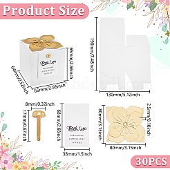 厚紙製のキャンディー梱包箱  花とカードが描かれた正方形  ホワイト  6.5x6.4x6.5cm&nbsp;CON-WH0816-026B-G