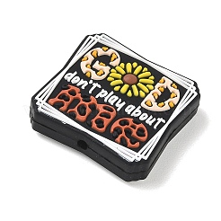 インスピレーションを与えるシリコンビーズ  焦点ビーズ  神と四角い関係、私とひまわりについて遊ばないで  正方形  27x28x8mm  穴：2.5mm&nbsp;SL-CBAF318-C05