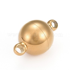 Round 304 Stainless Steel Magnetic Clasps with Loops&nbsp;STAS-N014-02-12mm