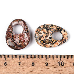 天然ヒョウ皮ジャスパーの大きな穴のペンダント  卵チャーム  25~25.5x18~18.5x6~7mm  穴：7.5~9.5mm&nbsp;G-N348-06A-02