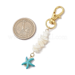 Natural White Mother of Pearl Shell & Synthetic Turquoise Starfish Pendant Decorations&nbsp;HJEW-JM02986