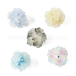 10本10色レジンビーズ  花の丸  ポリマー粘土とラインストーン  ミックスカラー  22~26mm  穴：2~2.5mm  1pc /カラー&nbsp;RESI-FS0002-24A