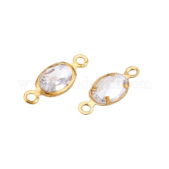 Brass Clear Cubic Zirconia Connector Charms&nbsp;KK-T070-09C