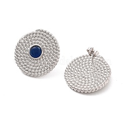 Rack Plating Flat Round Brass Stud Earrings&nbsp;EJEW-M029-07P