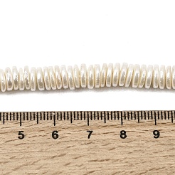 電気めっきシェルパールビーズ連売り  ディスク  ヒシビーズ  ベージュ  7~8x1.5~2mm  穴：0.6mm  約198~205個/連  14.61~15''（37.1~38.1センチメートル）&nbsp;BSHE-B009-E01-2x7mm