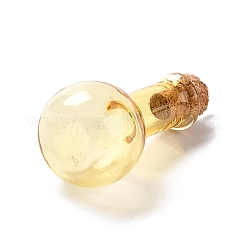 ガラスチャーム  木製のボトルストッパーとプラチナ合金ループ付き  球根形  ゴールド  34x18mm  穴：2mm&nbsp;LS-GLAA-P053-01A-06