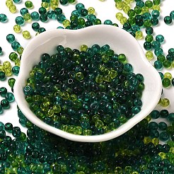 透明色のガラス製ラウンドシードビーズ6/0個  グリーン  グリーン  4x3x4mm  穴：1mm  約125個/10g&nbsp;X1-SEED-P006-02A-02