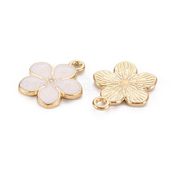 ライトゴールドメッキの合金エナメルペンダント  花  カドミウムフリー＆鉛フリー  ラベンダーブラッシュ  17x14.5x1.5mm  穴：1.6mm&nbsp;X-ENAM-R136-17F