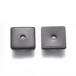 イオンプレーティング（IP）304ステンレススチールスペーサービーズ  正方形  電気泳動黒  6x6x0.8mm  穴：1.2mm&nbsp;STAS-G200-03A-B