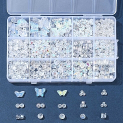 電気メッキガラスビーズセット  ABカラーメッキ  多面カット  混合図形  クリアAB  4~12.5x3~15.5mm  穴：0.4~1mm&nbsp;EGLA-FS0001-41