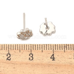 孔雀の真鍮スタッドピアス  長持ちメッキ  鉛フリー＆カドミウムフリー  プラチナ  6.5x7.5mm&nbsp;EJEW-S252-01P