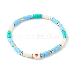 Polymer Clay Heishi Beads Stretch Bracelets Sets for Valentine's Day&nbsp;BJEW-JB06298-01