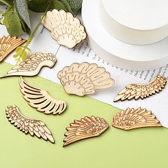25 ペア 5 スタイルの木製カボション  木製スライス  染色されていない  天使の翼  ペルー  46~58x18~32x2.5mm  5ペア/スタイル&nbsp;WOOD-CJ0001-67