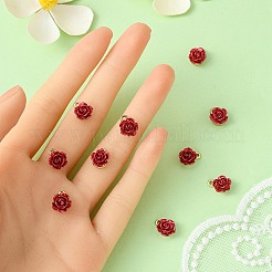 ラックメッキ合金チャーム  abs樹脂  カドミウムフリー＆鉛フリー  文字kのバラの花  暗赤色  ライトゴールド  10.5~11.5x8.5x5mm  穴：1.4mm&nbsp;PALLOY-YW0003-26