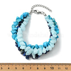 Natural & Synthetic Mixed Gemstone Chips Beaded Multi-strand Bracelets for Women&nbsp;BJEW-JB13986-02