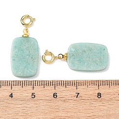 天然アマゾナイトペンダント装飾  真鍮スプリングリングの留め金と  ゴールドカラー  長方形  30.5~31.5mm&nbsp;G-G461-01G-08