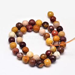 Faceted Natural Mookaite Round Bead Strands&nbsp;G-F266-16-8mm
