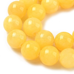 天然石馬山ジェイドビーズ連売り  染め  ラウンド  ゴールド  10mm  穴：1.2mm  約42個/連  16インチ&nbsp;DJAD-10D-07-01