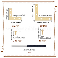 2スタイルの鉄製ブラケット  l形  2スタイルの鉄ネジ付き  ゴールドカラー  49.5x49.5x0.8mm&nbsp;FIND-NB0006-40G