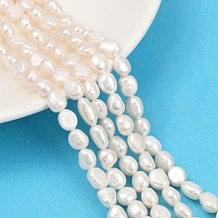 天然養殖淡水パールビーズ連売り  研磨両側  グレード5 A  アンティークホワイト  6~7mm  穴：0.6mm  約44~45個/連  13.39''~13.58''（34~34.5センチメートル）&nbsp;PEAR-P064-20I-04A