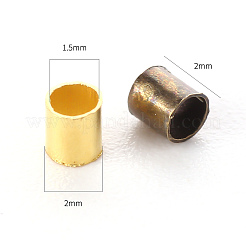 10.4g 4色 真鍮製つぶし玉  チューブ  ミックスカラー  2x2x0.15mm  穴：1.5mm  2.6 G /カラー&nbsp;KK-YW0001-25