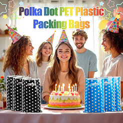 ダイカットホールハンドル付き水玉模様のペット用プラスチック梱包袋  長方形  ブルー  25.5x16.4x0.02cm&nbsp;ABAG-TADJ0002-001H