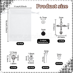 イースターガラスビーズセット  合金ペンダント付き  丸カン  アイアン製9ピン  プラチナ  160x110mm&nbsp;DIY-GA0002-84