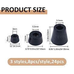 24個 3スタイル 合成ゴム製家具パッド  ブラック  12~35x8~32mm  穴：3~5.5mm  8個/スタイル&nbsp;FIND-FH0017-22