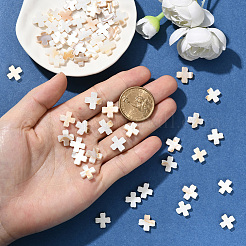 天然淡水シェルビーズ 60 個  クロス  アンティークホワイト  11.5~12x11.5~12x2.8mm  穴：0.6mm&nbsp;SSHEL-SC0001-41