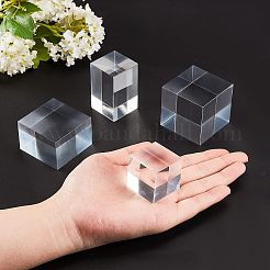 4種類のスタイルのアクリル製ジュエリーディスプレイベース4個  立方体と直方体  透明  3~4.5x3~4.5x3~5cm  1個/スタイル&nbsp;ODIS-OC0001-38
