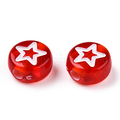 透明スプレー塗装アクリルビーズ  星/月/花/ハート柄  フラットラウンド  ミックスカラー  7x3.5mm  穴：1.6mm  約6250個/500g&nbsp;TACR-N018-01