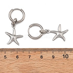 オーシャン 304 ステンレススチール製フープダングルピアス（女性用）  304ステンレススチールのフープピアス付き  ステンレス鋼色  33~45.5x10.5~15mm&nbsp;EJEW-JE07267-02