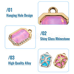 40Pcs 2 Colors UV Plating Alloy with Mixed Color Glass Rhinestone Pendants&nbsp;FIND-PJ0001-37