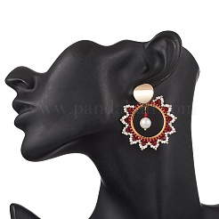 Brass Glass Sun Stud Earrings&nbsp;EJEW-MZ00520-02