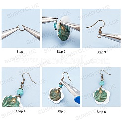 レトロなオーシャンスタイルのDIYイヤリング作成キット202個  合金ビーズ＆ペンダント＆ビーズキャップを含む  合成ターコイズ  淡水シェルペンダント  真鍮のピアスフック  鉄パーツ  アンティークブロンズ＆ブルーパティナ&nbsp;DIY-SC0014-91