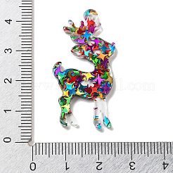 クリスマステーマのアクリルペンダント  鹿のチャーム  カラフル  40x20x2.5mm  穴：1.2mm&nbsp;FIND-M035-04A