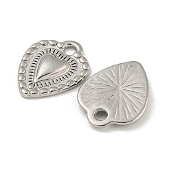 変色しない304ステンレススチールペンダント  ハートチャーム  ステンレス鋼色  19.5x15x2.5mm  穴：2.1mm&nbsp;LS-STAS-N103-120P