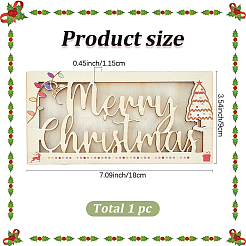 クリスマスをテーマにした長方形の木製マネーホルダー  祭りのお金持ち  モカシン  90x180x11.5mm&nbsp;AJEW-WH20006-282A